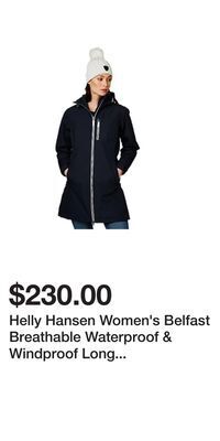 Sport Chek Helly hansen women's belfast breathable waterproof & windproof long rain jacket offer