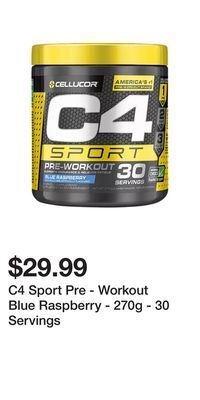 Sport Chek C4 sport pre - workout blue raspberry - 270g - 30 servings offer