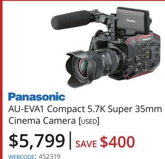 Vistek Panasonic au-eva1 compact 5.7k super 35mm cinema camera [used] offer
