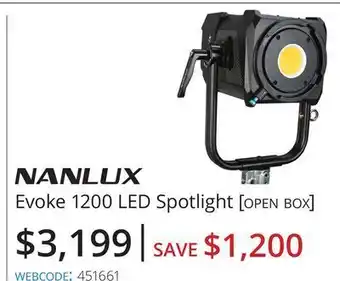 Vistek Nanlux evoke 1200 led spotlight open box offer