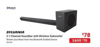 Visions Electronics Sylvania 2.1-channel soundbar with wireless subwoofer offer