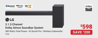Visions Electronics Lg 3.1.2-channel dolby atmos soundbar system offer