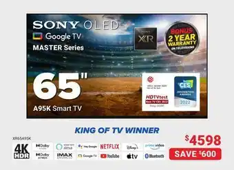 Visions Electronics Sony master series a95k smart tv 65" offer