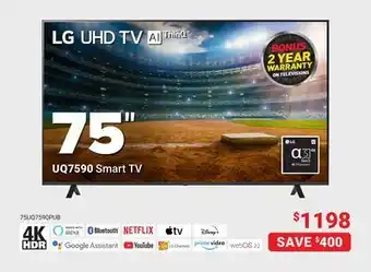 Visions Electronics Lg uhd tv a1 75" uq7590 smart tv offer