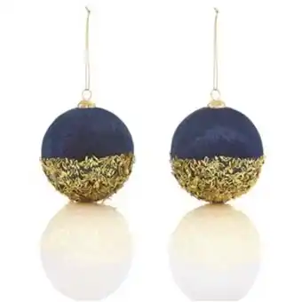 Lowe's Holiday living 3ct/box- 100mm flocked ball w/sequin and glitter at the bottom offer