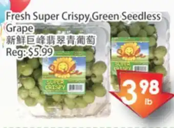 Fresh Palace Supermarket Fresh super crispy green seedless grape offer