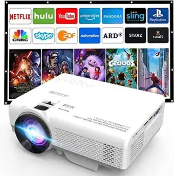 Amazon Projector 7500 lumens, 1080p full hd supported mini projector, portable home movie theater projector compatible with tv stick offer