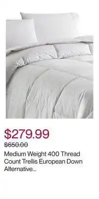 Hudson's Bay Medium weight 400 thread count trellis european down alternative duvet - queen offer