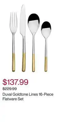 Hudson's Bay Duval goldtone lines 16-piece flatware set offer