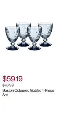 Hudson's Bay Boston coloured goblet 4-piece set offer