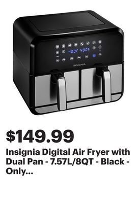 Best Buy Insignia digital air fryer with dual pan - 7.57l/8qt - black - only at best buy - only at best buy offer