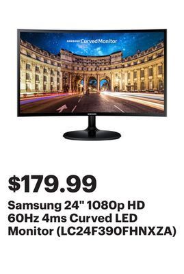 Best Buy Samsung 24" 1080p hd 60hz 4ms curved led monitor (lc24f390fhnxza) offer