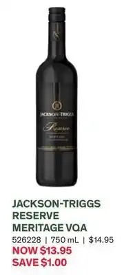 LCBO Jackson-triggs reserve meritage vqa offer