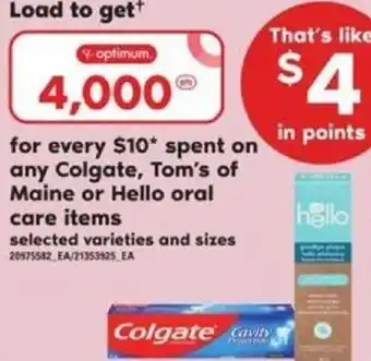 Loblaws Colagte, Tom's Of Maine Or Hello Oral Care Items offer