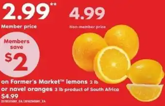 Loblaws On Farmer's Market Lemons 2 Lb or Navel Oranges 3 Lb offer