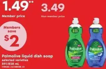 Loblaws Palmolive Liquid Dish Soap 591/828ml offer