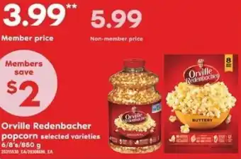 Loblaws Orville Redenbacher Popcorn 6/8's/850g offer