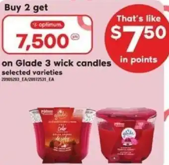 Loblaws Glade 3 Wick Candles offer