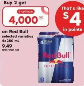 Loblaws Red Bull 4x250ml offer