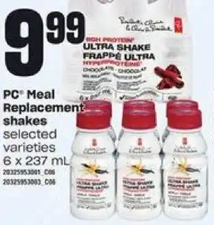 Loblaws PC Meal Replacement Shakes 6x237ml offer