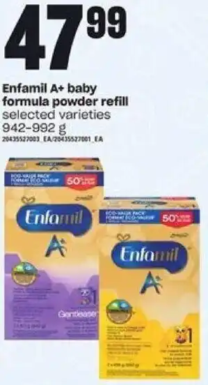 Loblaws Enfamil A+ Baby Formula Powder Refill 942-992g offer