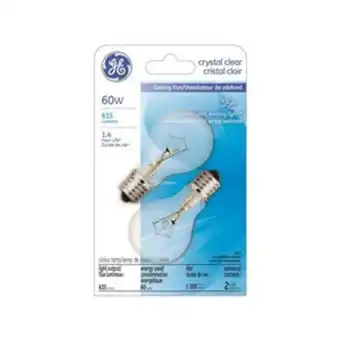 Lowe's Ge crystal clear 60w incandescent candelabra base a15 light bulbs for ceiling fan (2-pack) offer