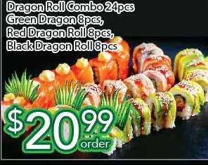 Ample Food Market Dragon roll combo 24pcs green dragon 8pcs, red dragon roll 8pcs, black dragon roll 8pcs offer
