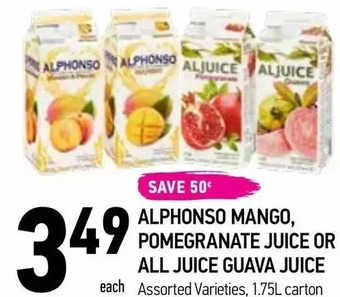 Coppa's Fresh Market Alphonso mango, pomegranate juice or all juice guava juice offer