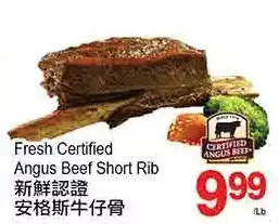 T&T Supermarket Fresh certified angus beef short rib offer