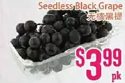 Grant's Foodmart Seedless black grape offer