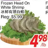 Foody World Frozen head on white shrimp offer