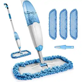 Microfiber spray mop for floor cleaning, tina&tony hardwood floor mop spray dry wet mop with 3 reusable mop pads & 635ml refi