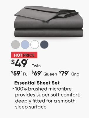 Sleep Country Essential sheet set offer
