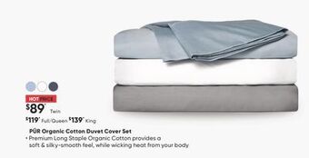 Sleep Country Pür organic cotton duvet cover set offer