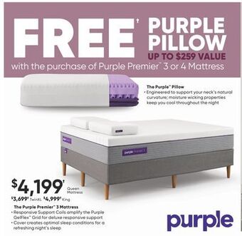 Sleep Country The purple premier 3 mattress offer