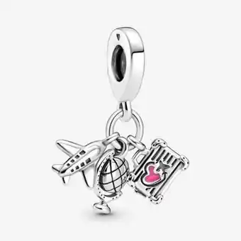 Charm-pendentif avion, globe et valise