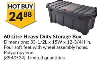 Princess Auto 60 litre heavy duty storage box offer