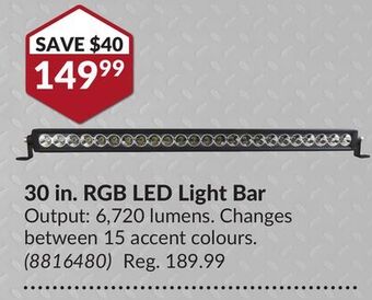 Princess Auto 30 in. rgb led light bar offer