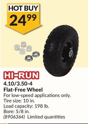 Princess Auto 4.10/3.50-4 flat-free wheel offer