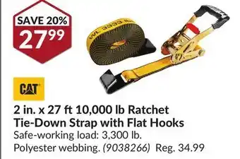 Princess Auto 2 in. x 27 ft10,000 lb ratchet tie-down strap with flat hooks offer