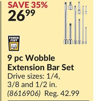 Princess Auto 9 pc wobble extension bar set offer