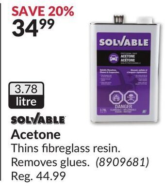 Princess Auto Acetone offer