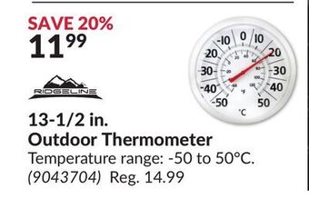 Princess Auto 13-1/2 in. outdoor thermometer offer
