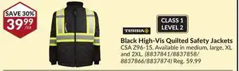 Princess Auto Black high-vis quilted safety jackets offer