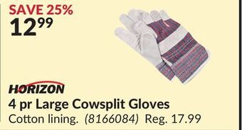 Princess Auto Large cowsplit gloves offer