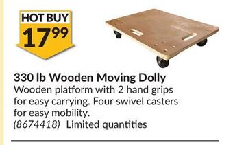 Princess Auto 330 lb wooden moving dolly offer