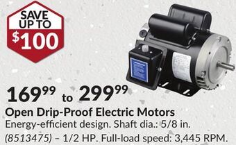 Princess Auto Open drip-proof electric motors offer