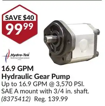 Princess Auto 16.9 gpm hydraulic gear pump offer