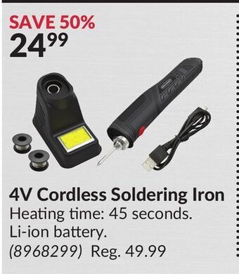 Princess Auto 4v cordless soldering iron offer