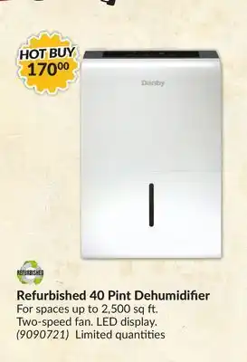 Princess Auto Refurbished 40 pint dehumidifier offer